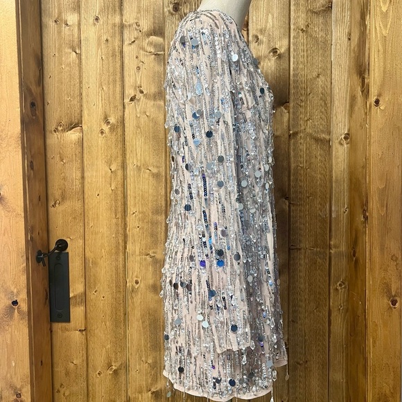 NWT Mac Duggal Nude Plunge Crystal Fringe Special Occasion Dress - Picture 6 of 12